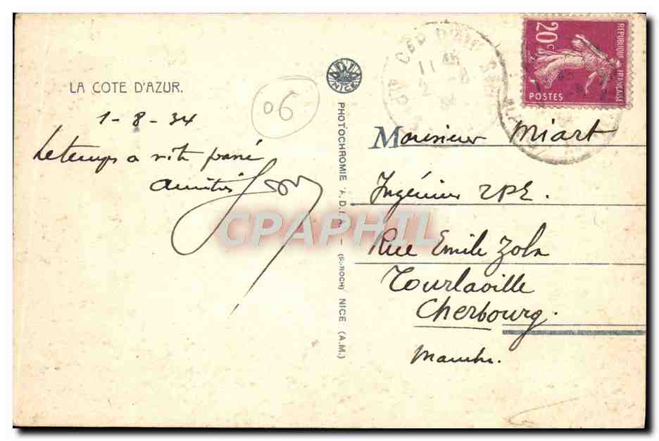 CPA La Turbie Vue sur la Tour d'Auguste et le Mont Agel — Rückseite