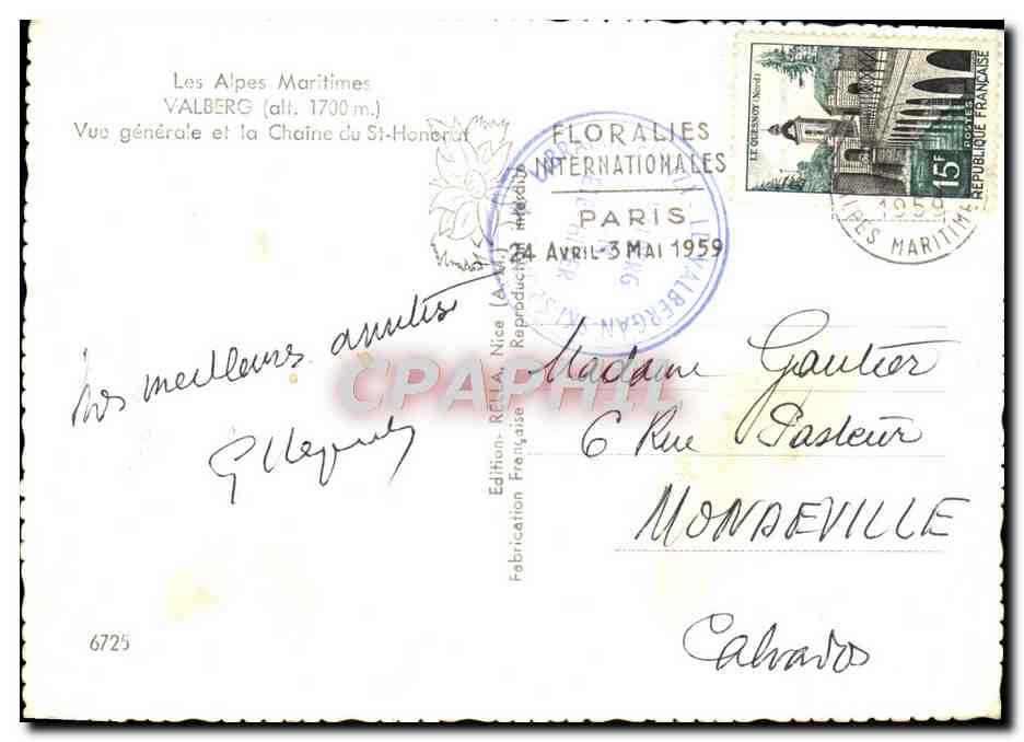 CPM Valberg Vue Generale et la Chaine Du St Honorat — Rückseite
