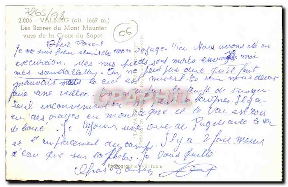 CPA Valberg Les Barres Du Mont Mounier Vues de la Croix du Sapet — Verso