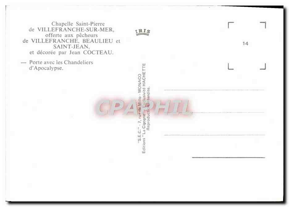 Kapelle Saint-Pierre — Villefranche-sur-Mer — Verlag Hachette — Rückseite