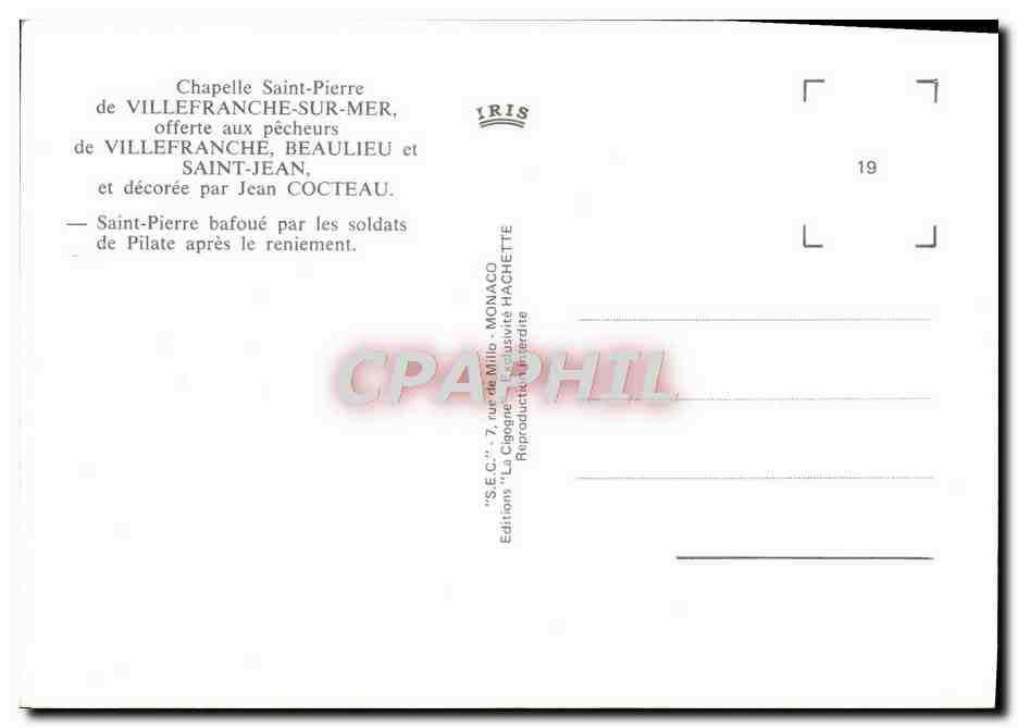 Kapelle Saint-Pierre in Villefranche-sur-Mer — dekoriert von Jean Cocteau — Hachette-Editionen — Rückseite