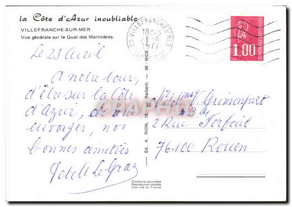 Rion — Vue générale sur le Quai des Marinières — Éd. A. Rion — Reverso