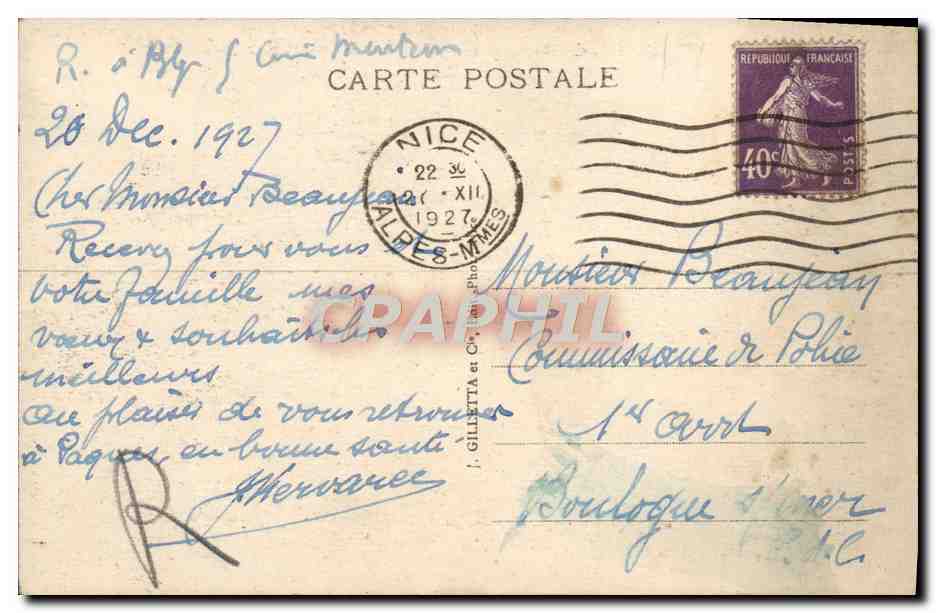 CPA Villefranche Cap Ferrat La Rade et L'Escadre Bateaux — Rückseite