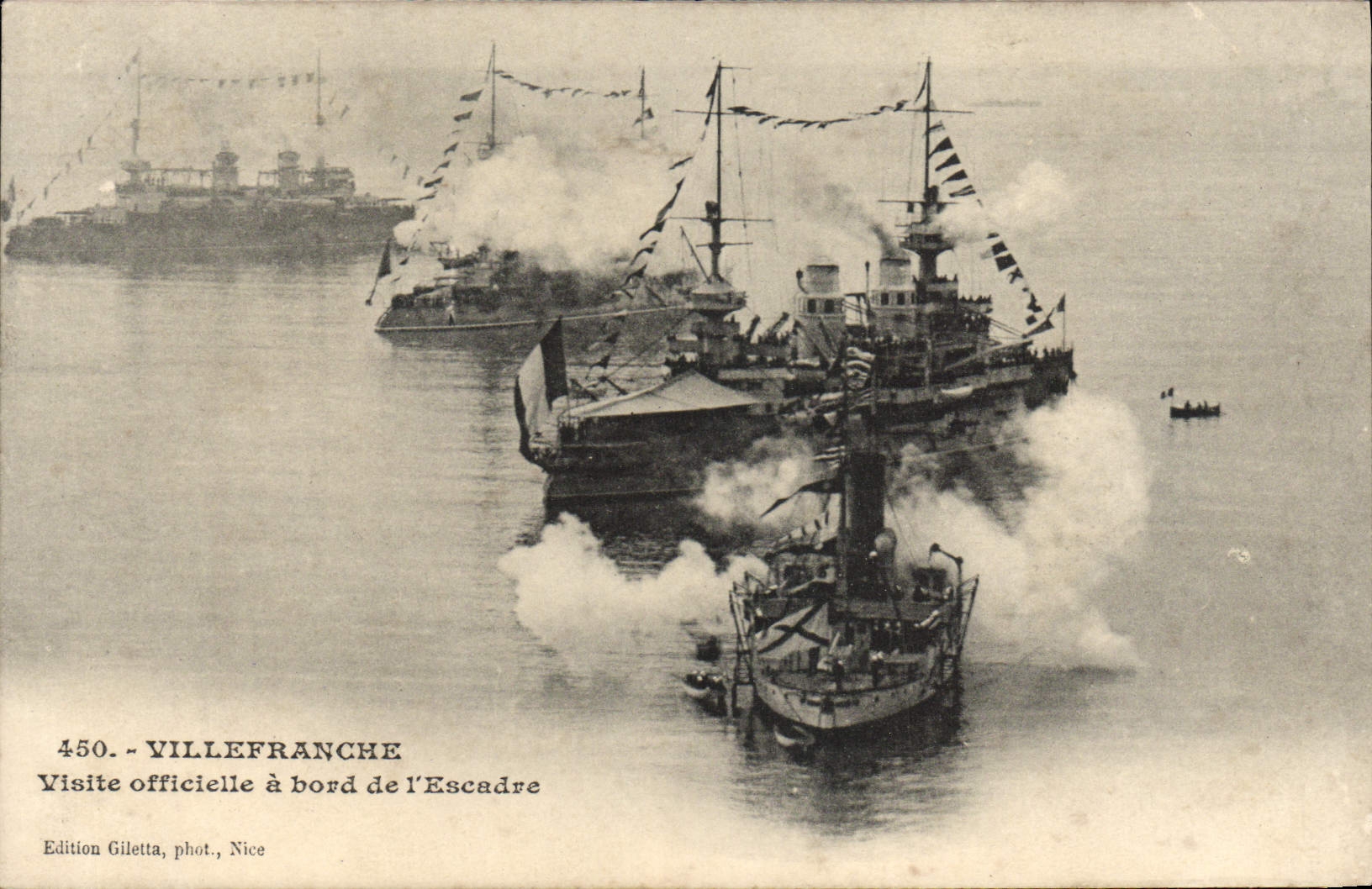 Villefranche — Visita oficial a bordo de la Escuadra — Edición Giletta, fot., Niza, n°450