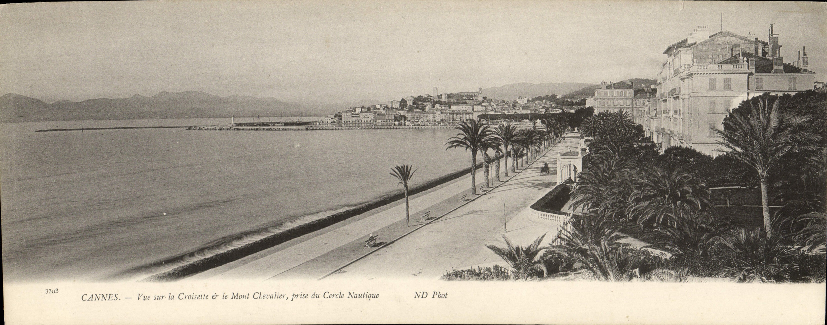 CANNES — Vue sur la Croisette & le Mont Chevalier, prise du Cercle Nautique — ND Phot