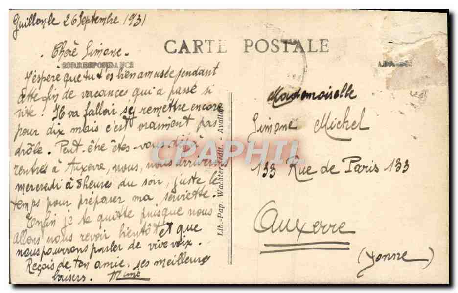 CPA Guillon Le Pont et le Chateau — Back