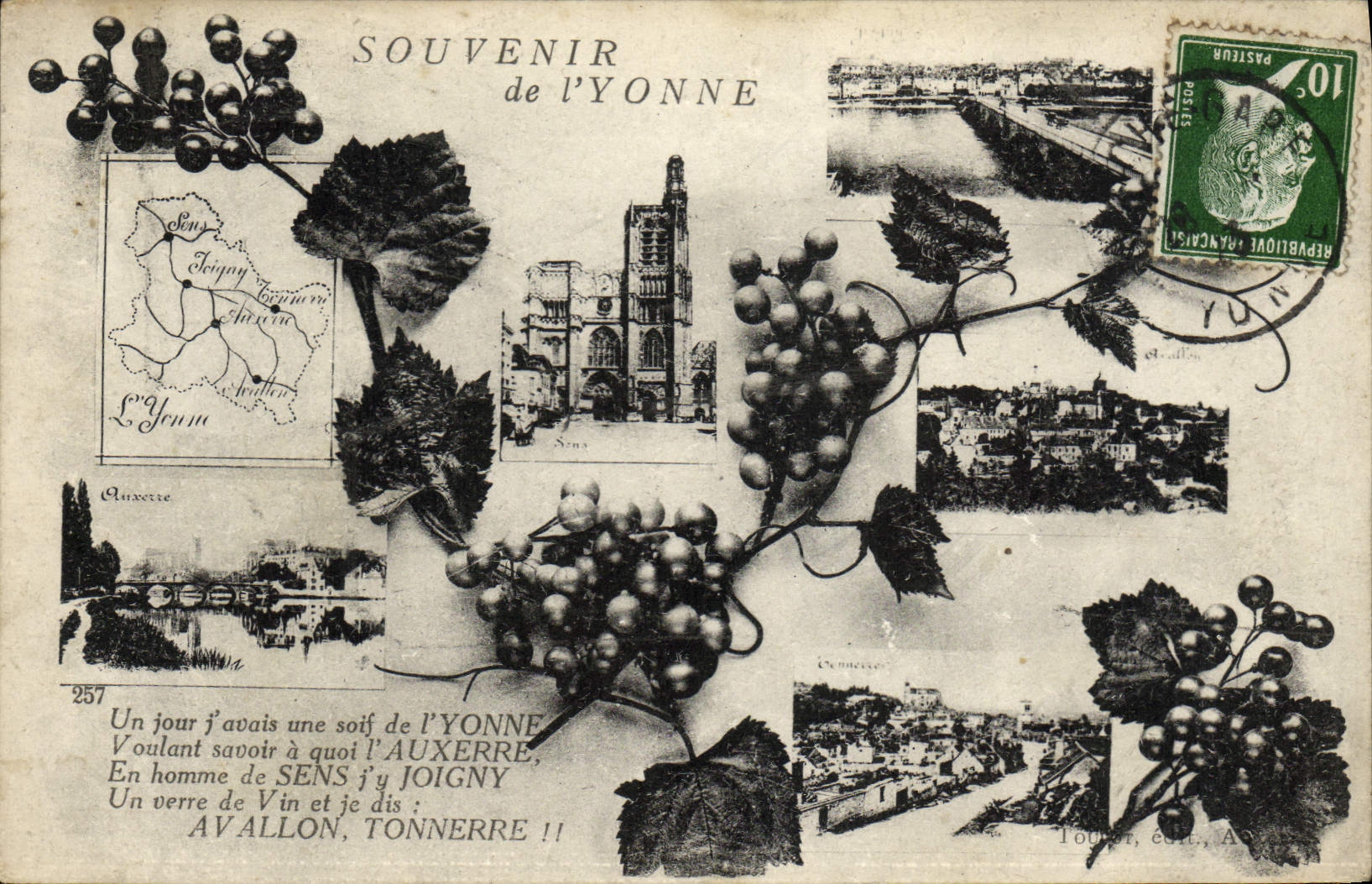 Souvenir de l'Yonne — vignes, cartes postales et paysages — éditeur anonyme, n° 257 - Recto