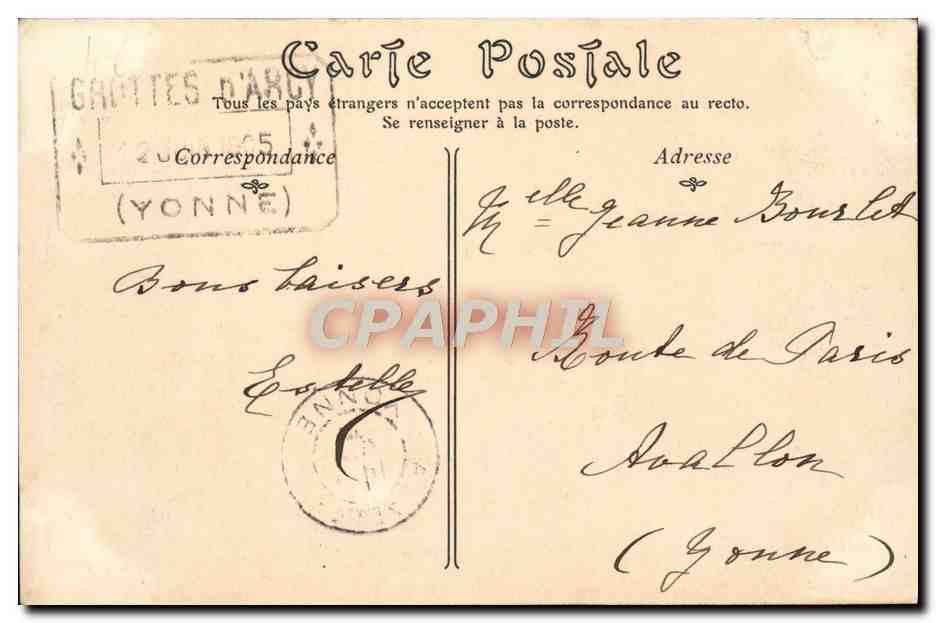 CPA Arcy Sur Cure La Descente Dans les Grottes — Back