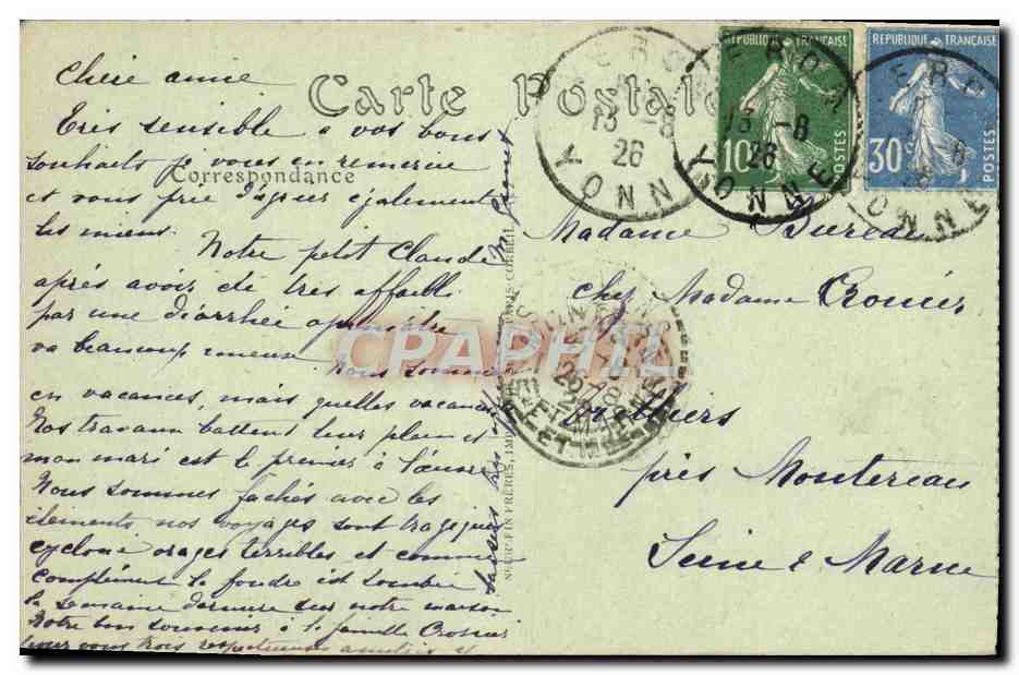 CPA Arcy Sur Cury La Cure Vue Prise du Grand Pont — Back