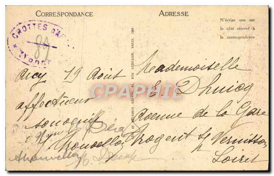 CPA Arcy Sur Cury La Cure Vue Prise du Grand Pont — Back