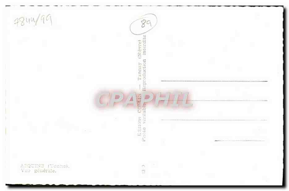Asquins (Tonnay) — Vue générale — Éditions Collin (Tonnay) — Verso