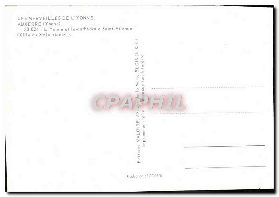 CPM Auxerre L'Yonne et la Cathedrale Saint Etienne — Verso