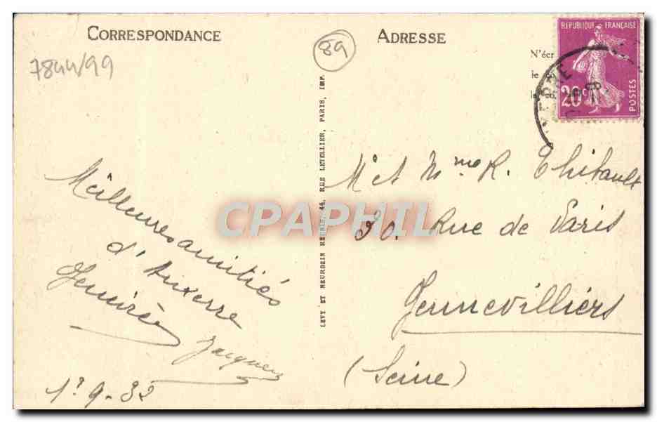 CPA Auxerre La tour de l'horloge — Rückseite