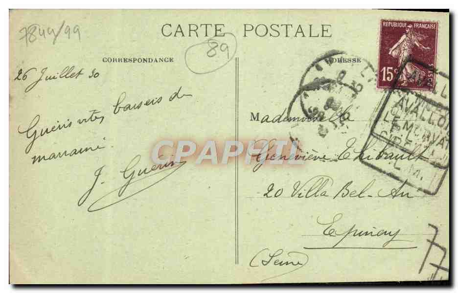 CPA Auxerre La Tour de L'horloge en 1781 et la Maison de Cadet Roussel — Verso