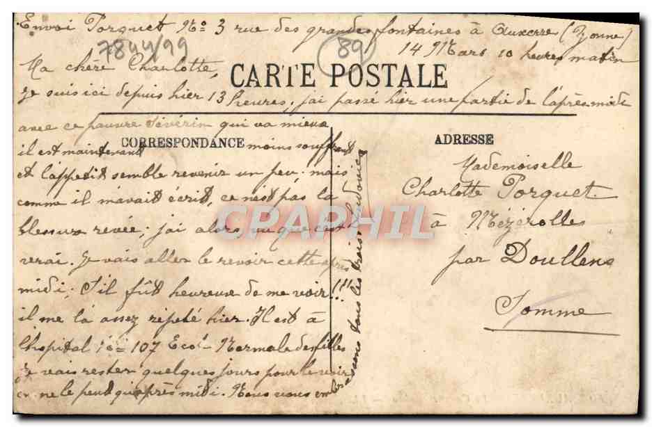 CPA Auxerre La Caserne Vaubon Militaria — Verso