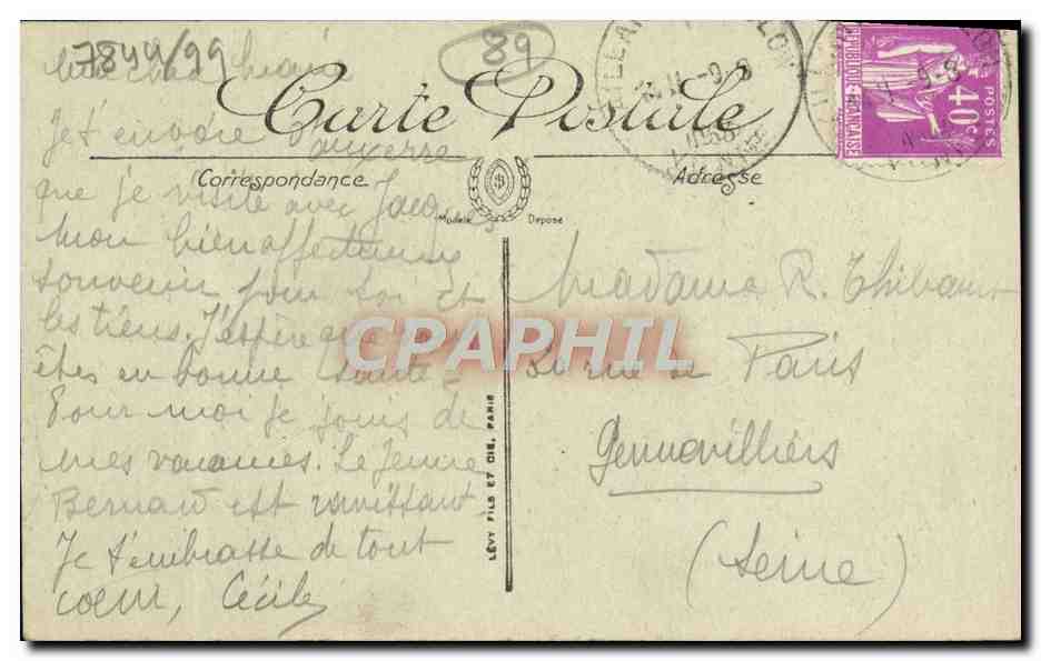 Auxerre — L'Horloge — II — Éditeur : Lévy Fils, Paris — Rückseite