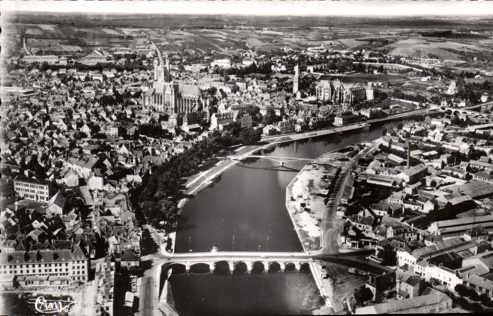 CPM Auxerre L'Yonne et la Pont Paul Bert