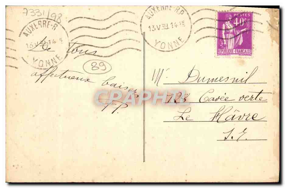 Auxerre — La Cathédrale — Éditeur G. Harney, n°4 — Verso