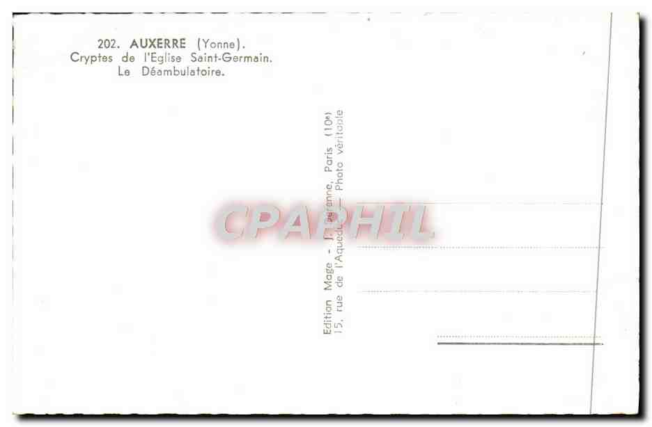 CPA Auxerre Cryptes de L'Eglise Saint Germain Le Deambulatoire — Verso