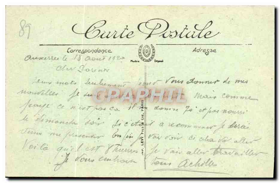 CPA Auxerre Le Marche — Verso