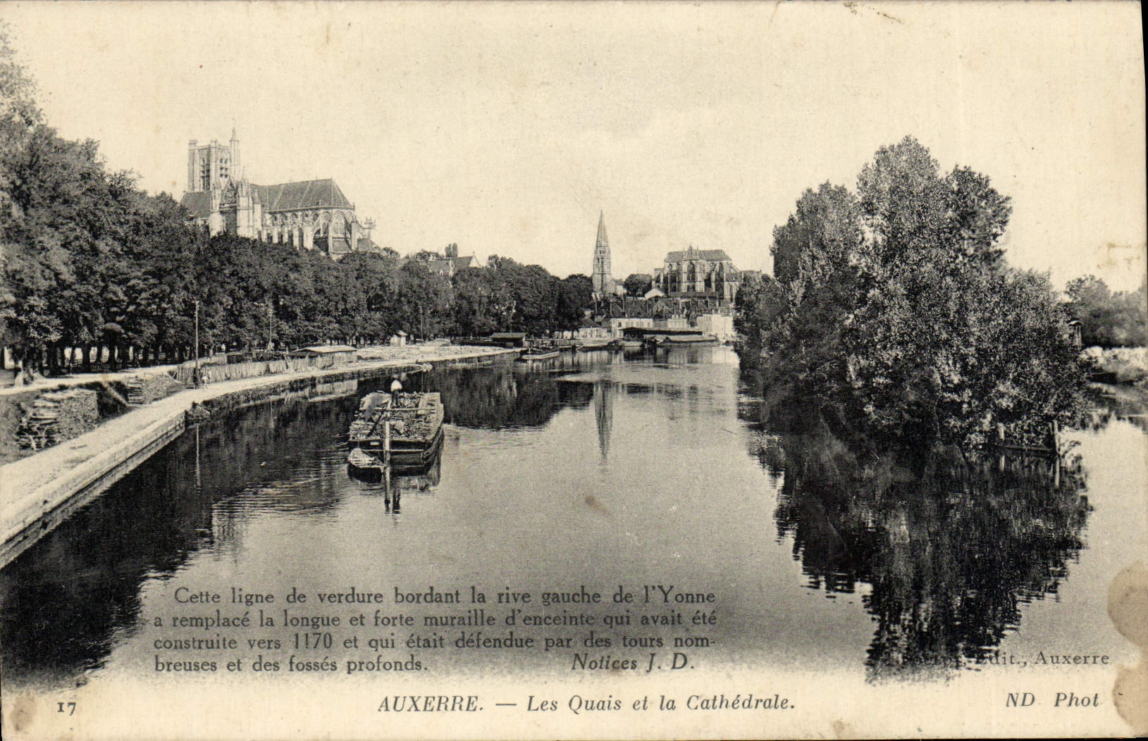 Auxerre — Les Quais et la Cathédrale — Notices J.D. — ND Phot, Auxerre