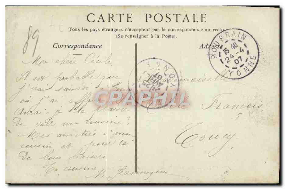 CPA Auxerre Vue Generale Prise du Pont de La Tournelle — Rückseite