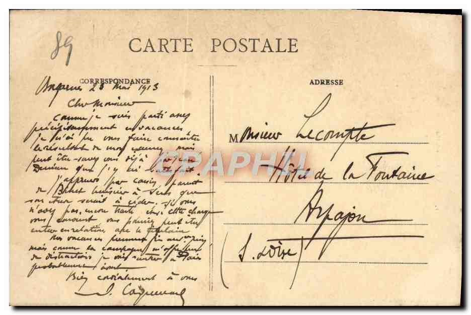 Auxerre - L'Horloge — R. Vamossion, éditeur, n°1 — Verso