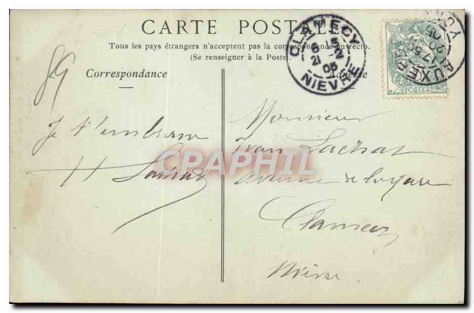 Auxerre — L'Horloge, vue prise de la Rue de Paris — Cliché Botex, éditeur Toulout — Rückseite