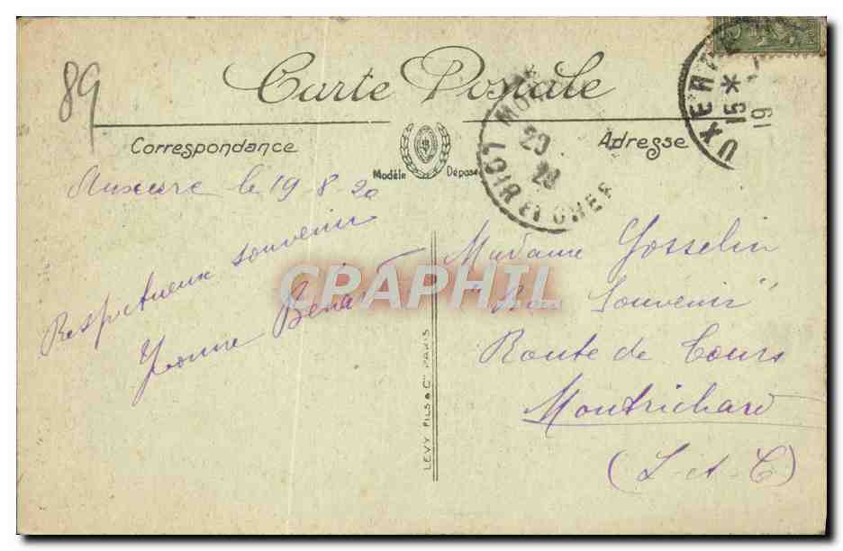 CPA Auxerre La Rue de L'Horioge — Rückseite