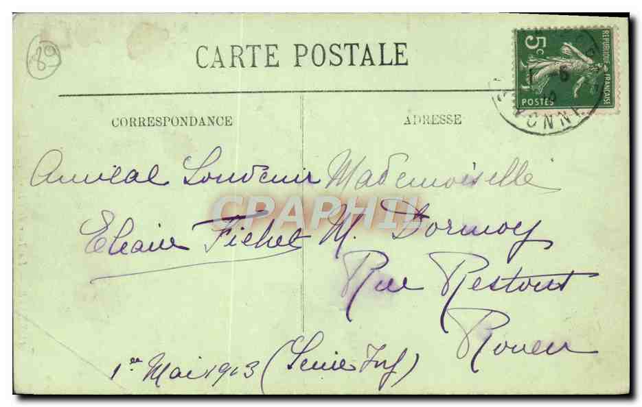 CPA Auxerre La Tour de L'Horloge — Verso