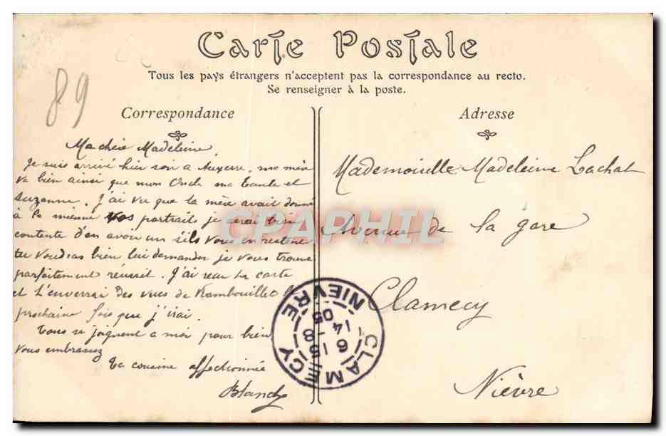 CPA Auxerre La Tour de L'Horloge — Rückseite