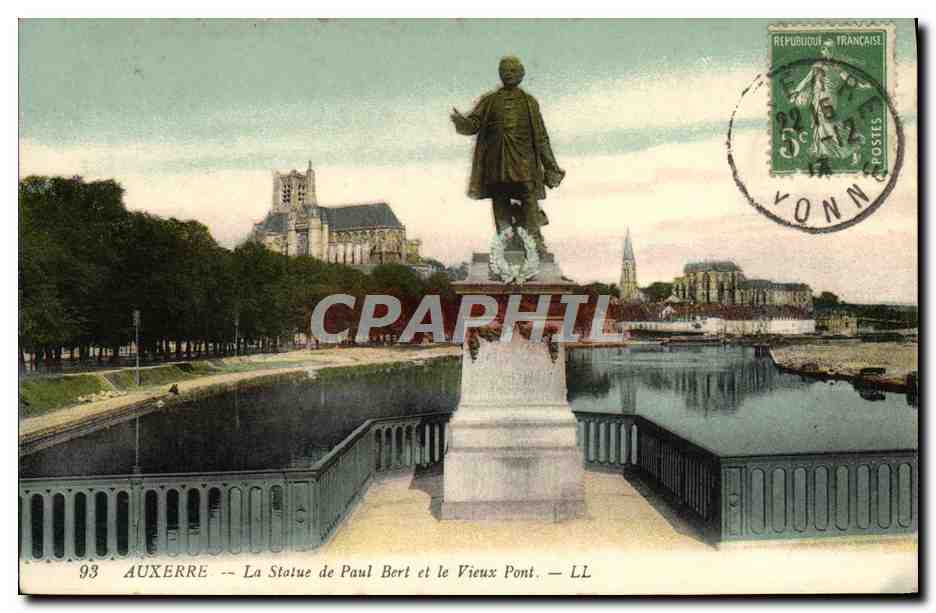 Auxerre — La Statue de Paul Bert et le Vieux Pont — LL