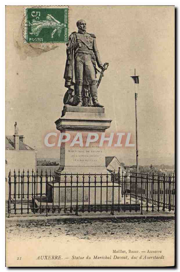 Auxerre — Statue du Maréchal Davout, duc d'Auerstaedt — Mailliet, Bazar - Recto