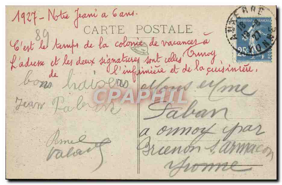 CPA Auxerre Place Courtet Abside de l'eglise Saitn Germain  — Verso