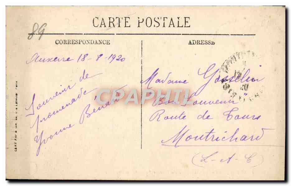 Auxerre — Vue générale prise du Clocher Saint-Germain — LL. — N°10 — Rückseite