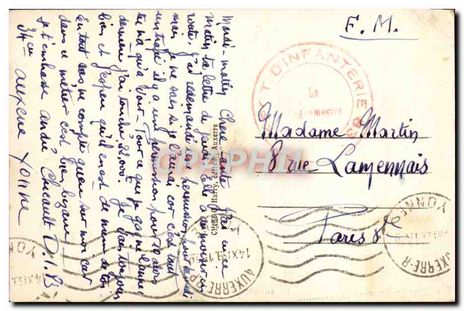CPA Auxerre Vue Generale — Rückseite