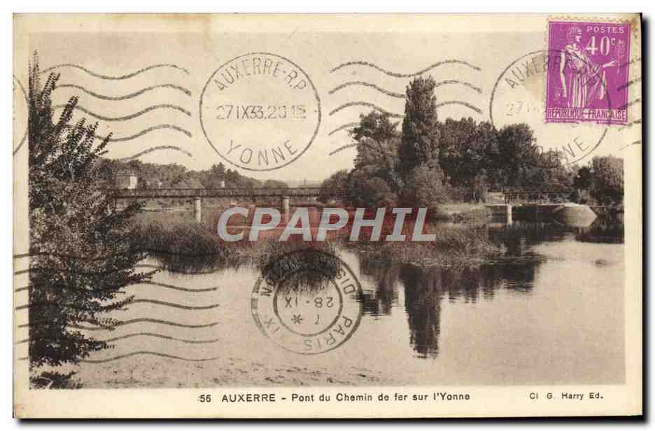 CPA Auxerre Pont du Chemin de Fer Sur L'Yonne
