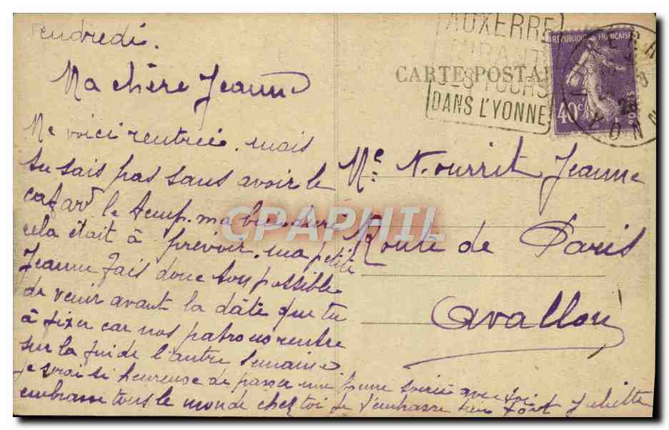 CPA Auxerre Monument Commemoratif Le partage des Lauriers Max Blondat — Verso