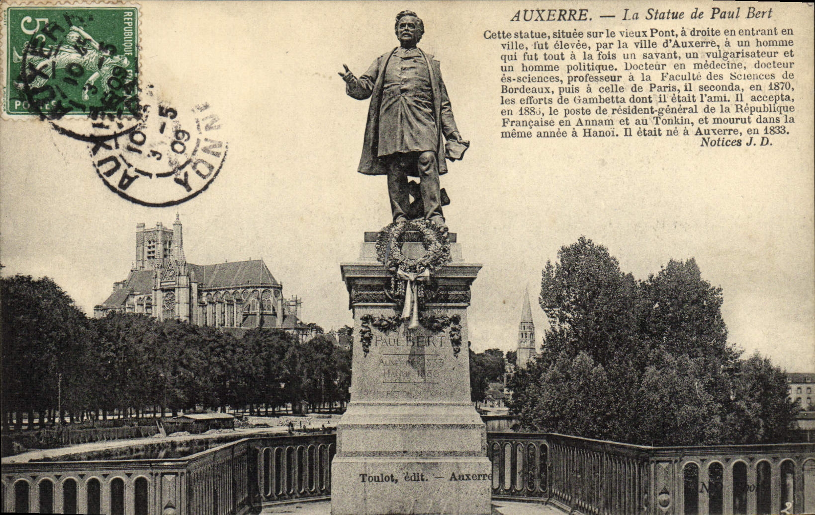 CPA Auxerre La Statue de Paul bert 
