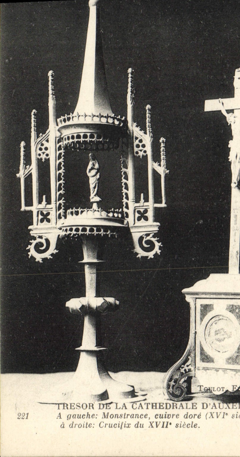 CPA Auxerre Tresor De La Cathedrale Monstrance Crucifix