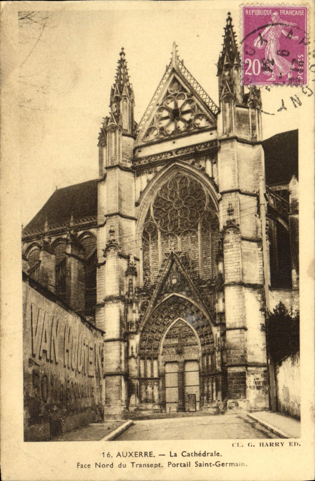 CPA Auxerre La Cathedrale Face Nord du Transept Portail Saint Germain