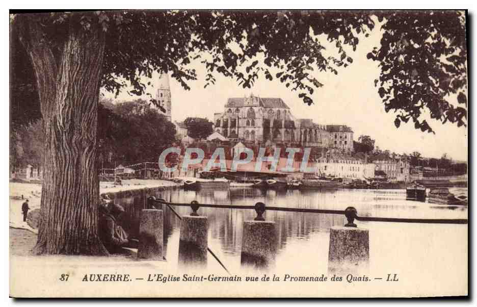 Auxerre. — L'Église Saint-Germain vue de la Promenade des Quais — I.L. — n°87