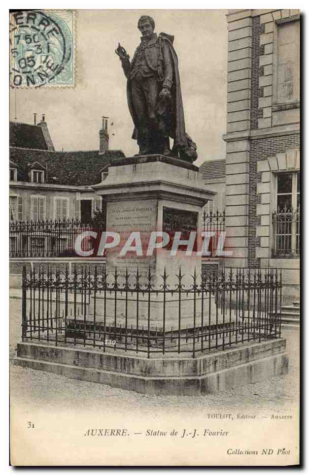 AUXERRE — Statue de J.-J. Fourrier — TOULOT, Éditeur — Auxerre