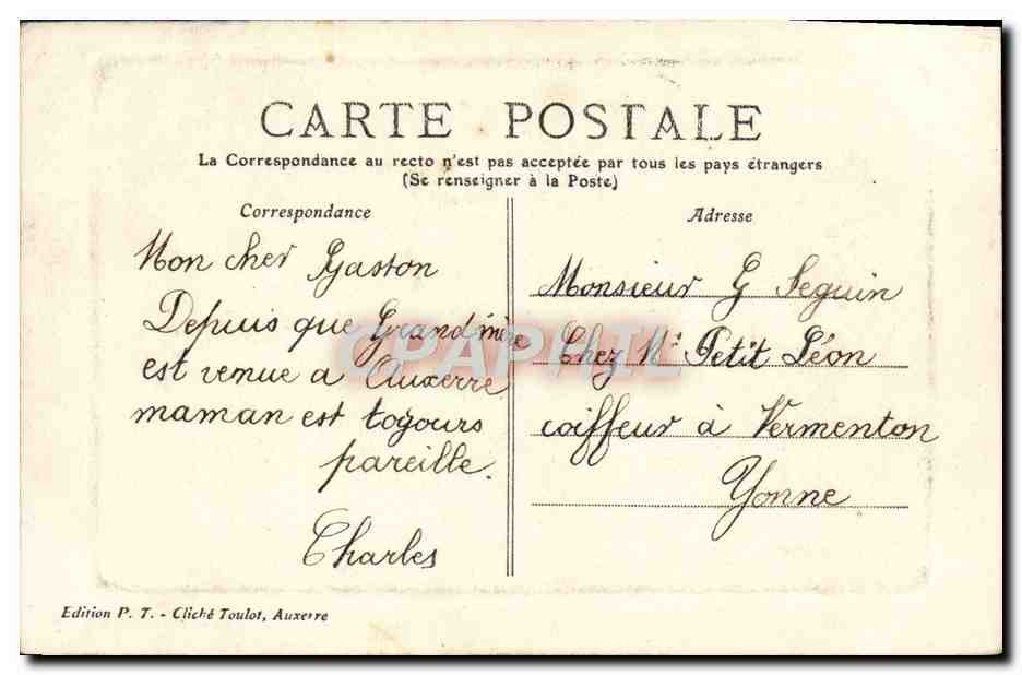 CPA Auxerre Le Pont De Paut Bert — Rückseite