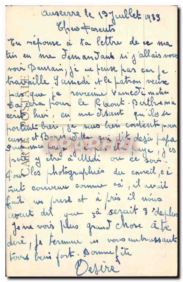 CPA Auxerre Monument Aux Morts De La Grande Guerre Vu De Derriere Militaria — Verso