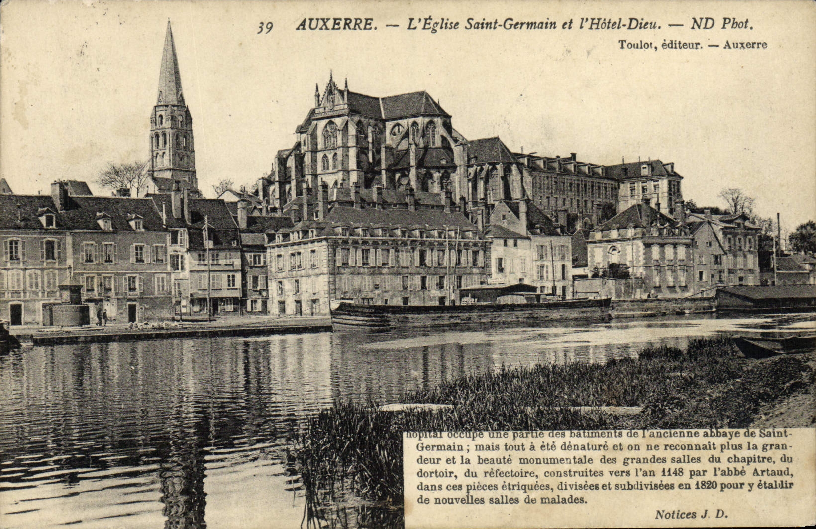 Auxerre — Saint-Germain Church and the Hôtel-Dieu — ND Phot. — Toulout, publisher — no. 39