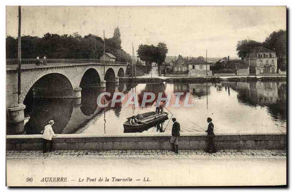 CPA Auxerre Le Pont De La Tournelle Peche Pecheurs 