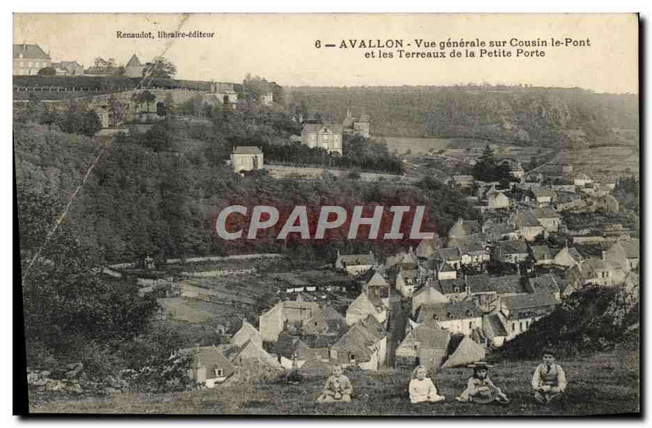 CPA Avallon Vue Generale Sur Cousin Le Pont Et Les Terreaux De La Petite Porte Enfants