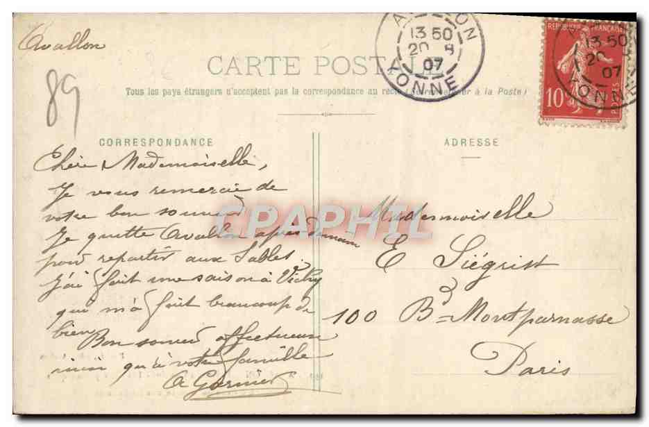 Avallon — Vallée du Cousin — Les Sites pittoresques — Pothain, édit., Avallon, n°192 — Reverso