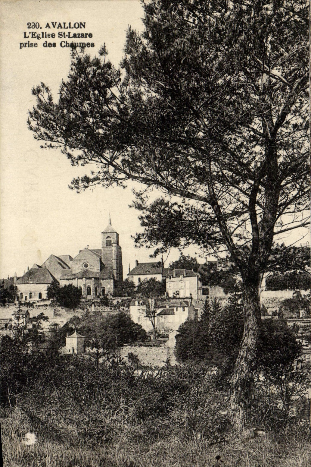 Avallon — L'Église Saint-Lazare vue des Chaumes — éditeur Librairie-Pap. Pothain frères, Avallon, n° 230